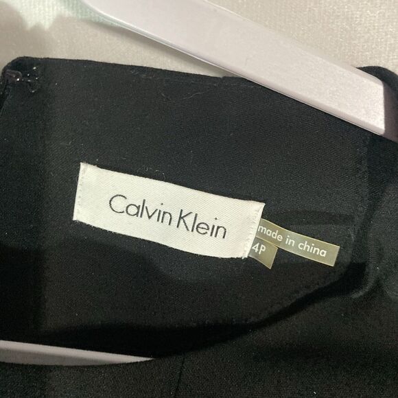 63-13 CALVIN KLEIN black white tan sleeveless aline dress 4P - Picture 6 of 7